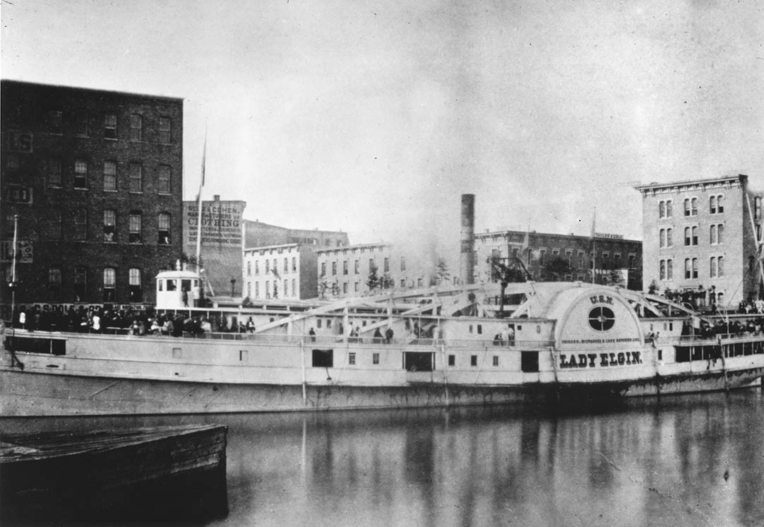 The Lady Elgin passenger steamer.